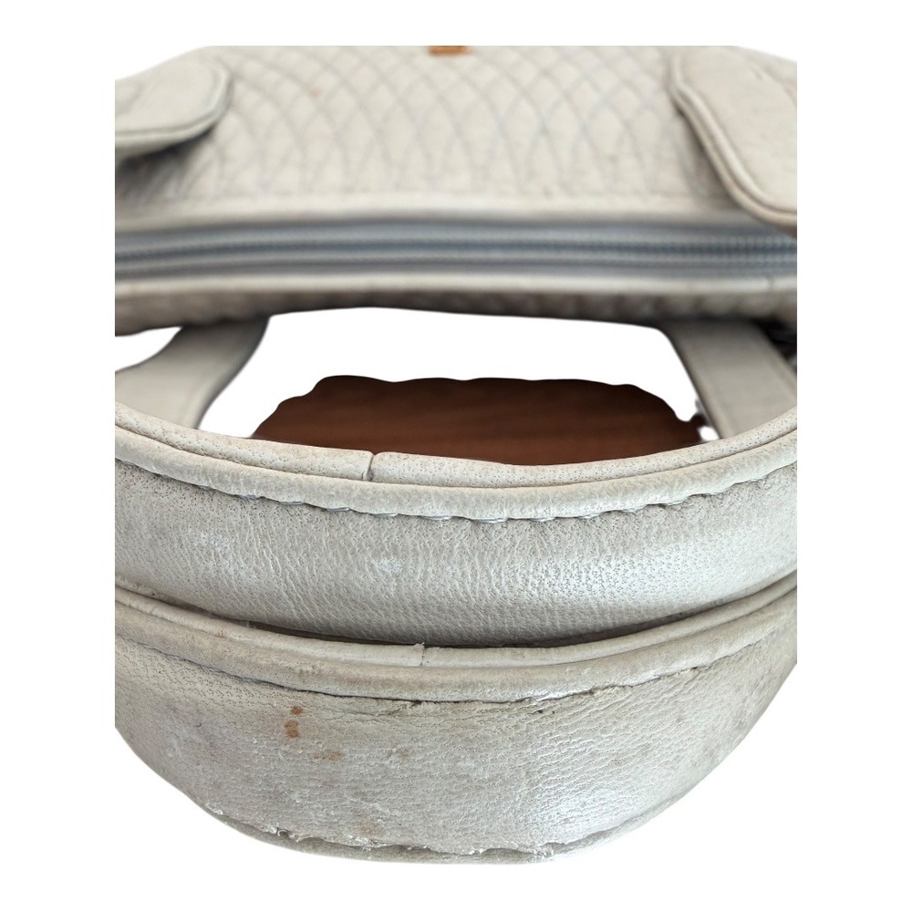 Bally Quilted Leather Satchel Handbag w/ Matching Wallet | Ivory/Cream - Picture 10 of 16